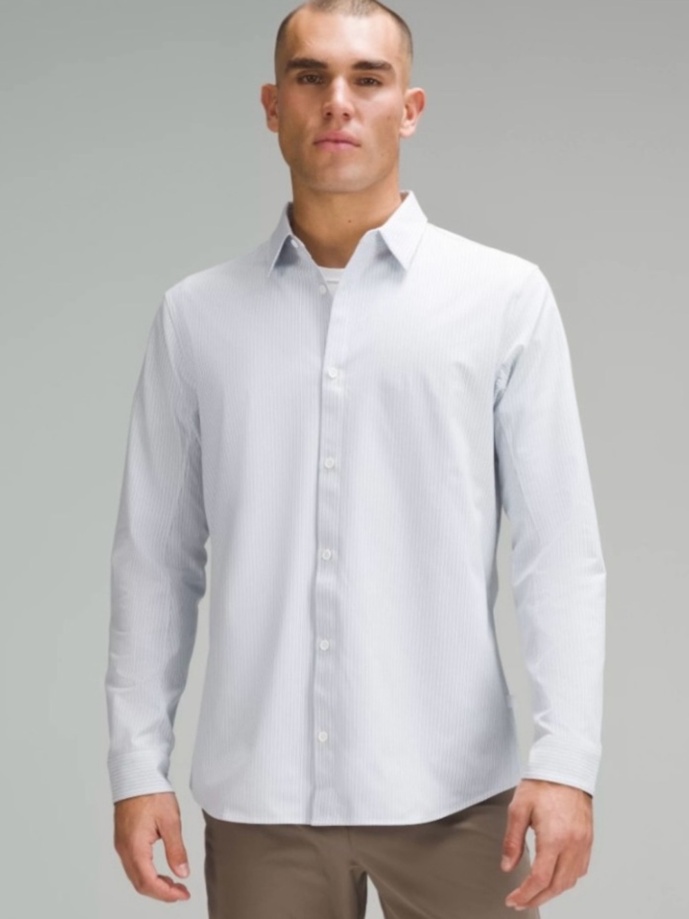 Lululemon New Venture Classic Fit Blue Striped Buttoned Down Shirt